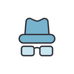 Poster - Stylized Icon Depicting Anonymity With A Hat And Sunglasses On Transparent