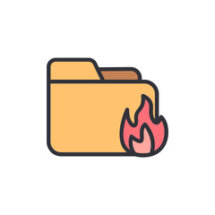 Poster - File Folder On Fire With Transparent Background Vector Illustration