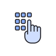 Poster - Hand Interacting With Grid Of Squares Depicting Digital Interface