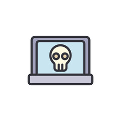 Poster - Cybersecurity Threat Displayed With A Skull On Laptop Computer Screen