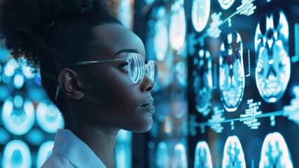 Poster - Scientist studying medical imaging technology,