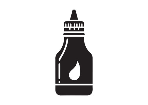 Bottle of Sauce Silhouette Black Vector Illustration