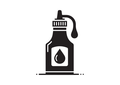Bottle of Sauce Silhouette Black Vector Illustration