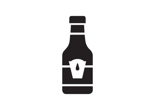 Bottle of Sauce Silhouette Black Vector Illustration