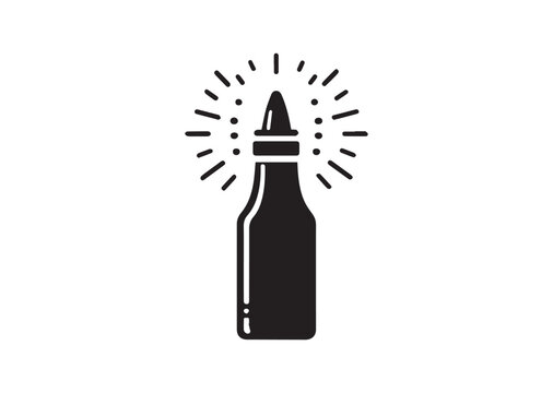 Bottle of Sauce Silhouette Black Vector Illustration