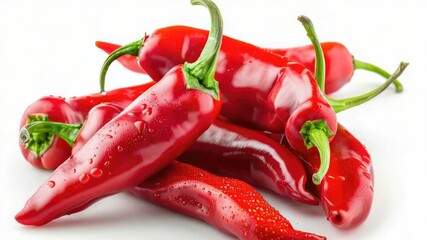 Poster - A collection of bright red hot peppers arranged on a clean white surface