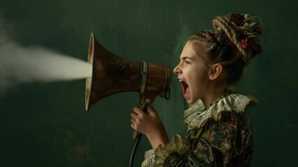 Poster - A young girl holding a megaphone, ready to make some noise
