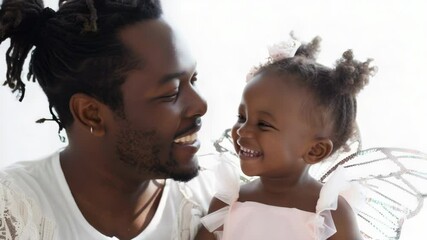 Poster - A tender moment of a man embracing a young girl