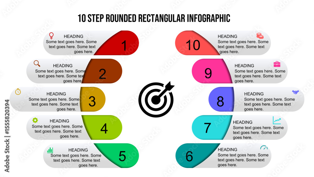 10 Step Rounded Infographic Template – Colorful Business Process Chart ...