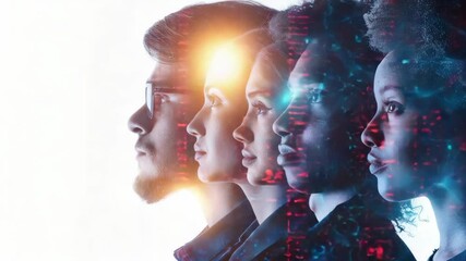 Poster - A group of people standing next to each other, great for social media or friendship concepts
