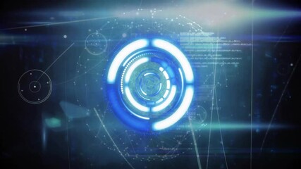 Aufkleber - Initially pulsing rings rotating, revealing data lines flickering code forming looping interface