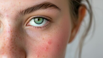 Poster - Close-up shot of a woman's face with distinctive freckles on her eyes