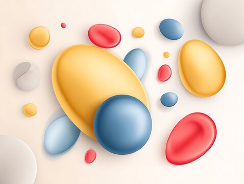 Abstract colorful composition with 3d shapes