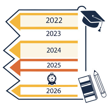 Class of 2026 lettering. Congratulations to graduates typography poster. Vector template for greeting card, sticker, banner, label, t-shirt, etc. stock illustration
