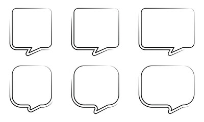 Poster - Collection of empty comic speech bubbles with halftone shadows. Hand drawn retro cartoon stickers.