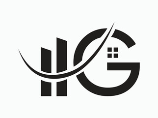 Poster - A collection of modern monogram logos combining alphabet letters with building shapes and house elements. Each logo features a stylized letter (T to Z) integrated with skyscraper silhouettes, g