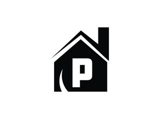 Poster - A full collection of monogram logos featuring letters A to Z integrated into a bold, black house silhouette. Perfect for real estate agencies, home builders, architecture firms, and property 009