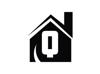 Poster - A full collection of monogram logos featuring letters A to Z integrated into a bold, black house silhouette. Perfect for real estate agencies, home builders, architecture firms, and property 008
