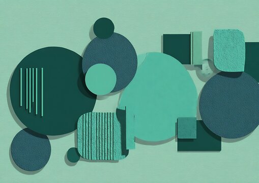 Geometric composition in varied green shades