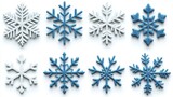Magnificent snowflakes set of 6, a closeup look at unique ice crystal designs for winter