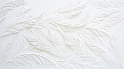 Leinwandbilder - Intricate leaf pattern on a white wall, delicate and elegant design for modern interiors