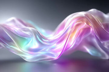 Poster - Colorful abstract fabric flows gracefully, showcasing vibrant light reflections and smooth textures