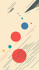 Aufkleber - Abstract composition featuring colorful circles and dynamic lines. Harmonious visual elements create a simple, yet engaging background.