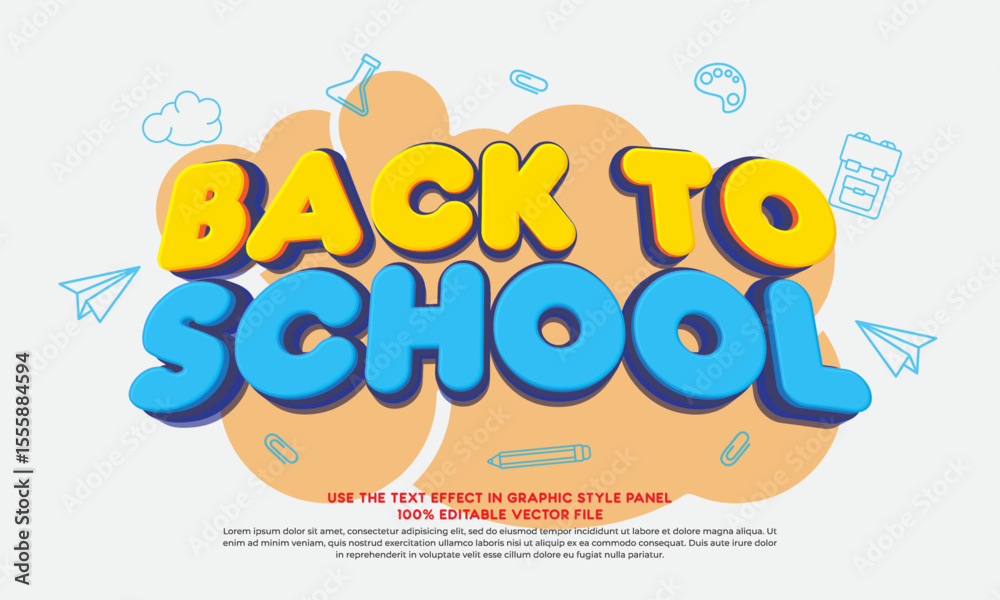 Editable vector text effect back to school with bold style Stock Vector ...