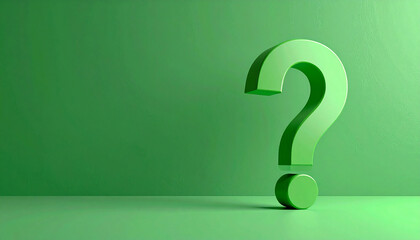 Fototapete - Glossy question mark on bright green backdrop. Representing curiosity, Q&A and solutions.