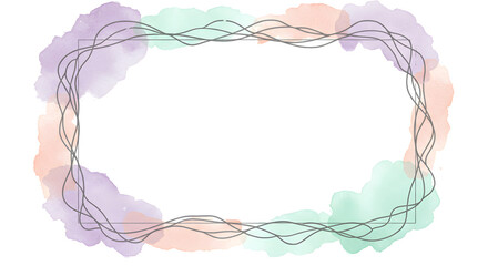 Poster - Watercolor Frame: A soft and inviting watercolor frame in pastel colors with an elegant linear accent, offering a modern touch, perfect for artistic projects or design.