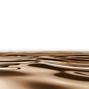 A minimalist abstract depiction of golden liquid waves against a stark white background horizon line