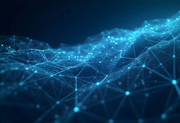 Aufkleber - Abstract technology network background with glowing nodes and connections blue