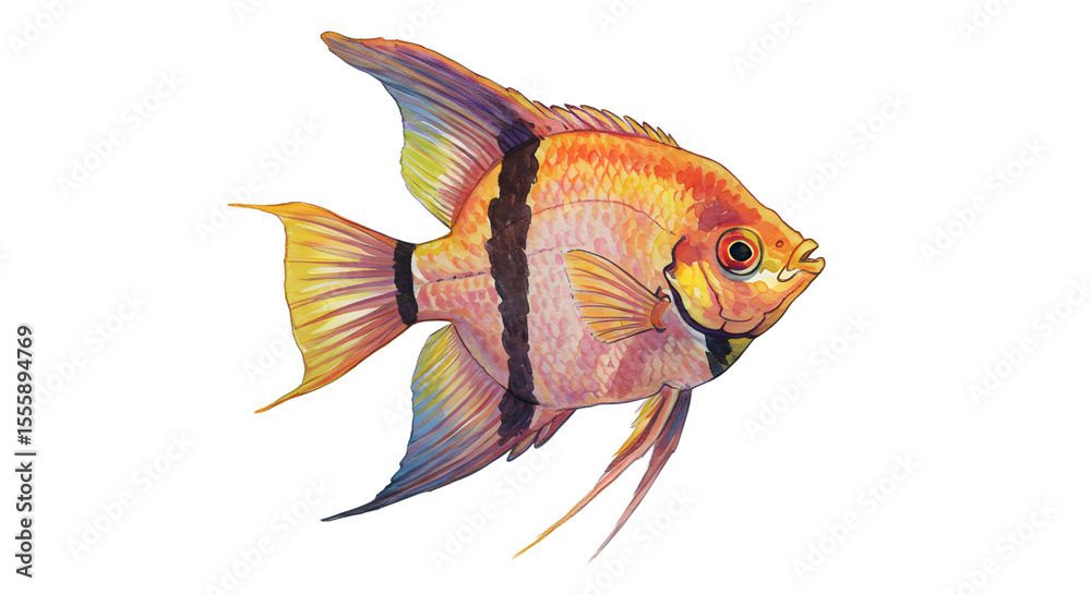 Vibrant Watercolor Angelfish Illustration watercolor png, transparent ...