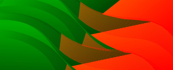 Poster - Abstract green and red Wavy Background. Vector illustration