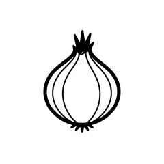 Poster - Onion Sketch: A sleek, black and white line drawing of a fresh onion, evoking the clean and minimalist essence of fresh produce. 