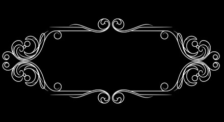 Poster - Ornate Decorative Frame on Black Background: A meticulously crafted ornate frame, with flowing curves and elegant details, providing a classic touch against the deep backdrop.