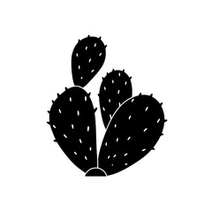 Fototapete - Cactus silhouette: A striking monochrome silhouette of a desert cactus, its prickly pear pads and spiky spines creating a minimalist yet captivating visual.