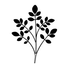 Poster - Monochrome Leafy Branch: A striking monochrome illustration of a leafy branch with detailed leaves, showcasing nature's elegance in a minimalistic and artistic way.