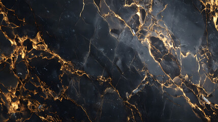 Poster - Black and Gold Marble: a luxury stone design with a smooth dark color and golden veins, conveying elegance and timelessness.