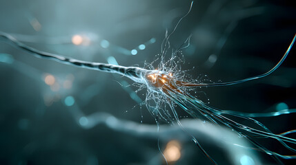 Poster - Neurons and Synapses: Explore the intricate architecture of neurons and synapses. A detailed illustration showcases the microscopic world of neurons, the fundamental units of the brain.