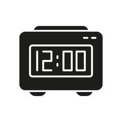 Poster - Digital Alarm Clock Solid Icon. Time Management, Wake-Up Scheduling, And Punctuality Silhouette Symbol. Morning Routine Optimization. Isolated Vector Illustration
