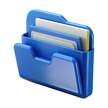 Blue folder with documents isolated on transparent background