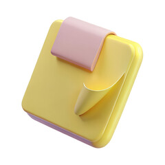 Aufkleber - Yellow and pink 3d rendered sticky note icon digital illustration graphic design element for website application interface user experience pastel colors modern minimalist on transparent background ui