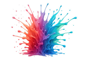 Fototapete - Rainbow colored paint splashing, creating a vibrant and dynamic explosion of color, isolated on a transparent background
