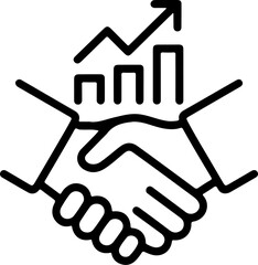 Poster - Business handshake icon with upward trending bar graph and arrow