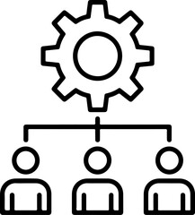 Poster - Teamwork and collaboration symbolized by a gear connected to people icons