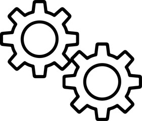 Poster - Two interlocking gears icon representing teamwork and mechanical connection