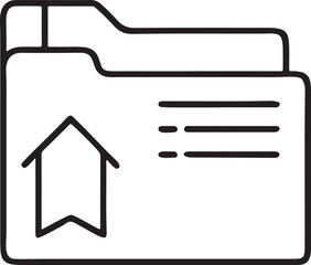 Poster - Bookmark Inside Folder Black Icon in Clean Flat Line Style for Save, Reading List, and Organizer