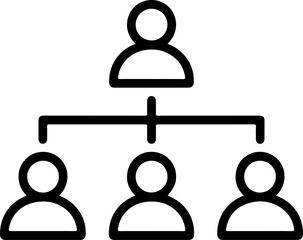 Poster - Simple black and white icon representing an organizational hierarchy with one leader and three subordinates