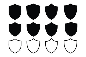 Aufkleber - Collection of black and white shield icons isolated on white background
